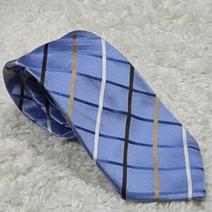 Donald J Trump Signature Mens Silk‎ Necktie Blue Check Size Classic Formal